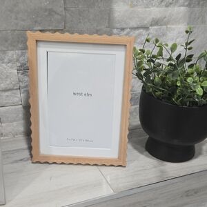 West Elm Light Wood Scalloped Frame in Natural Finish